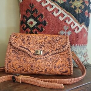 American Darling Hand-Tooled Leather Crossbody Bag